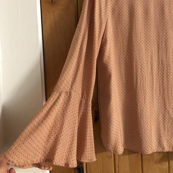 Salmon blush and navy polka dot blouse - Picture 3 of 8